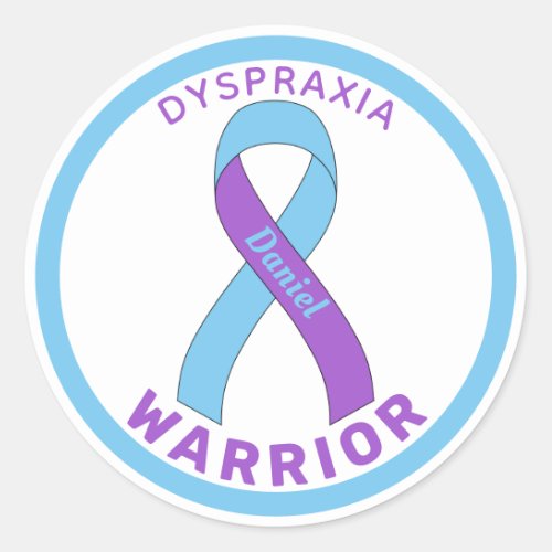 Dyspraxia Warrior Ribbon White Round Sticker