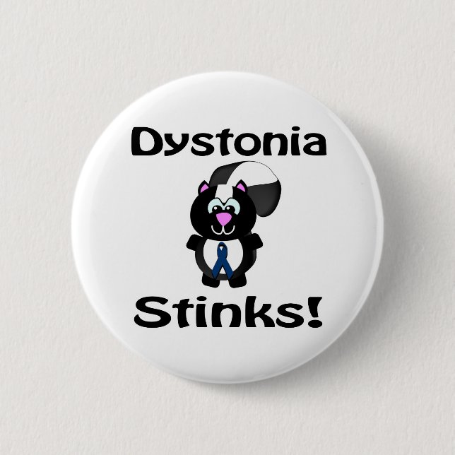 Dystonia Stinks Skunk Awareness Design Pinback Button (Front)