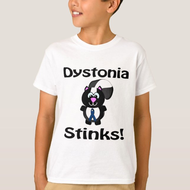 Dystonia Stinks Skunk Awareness Design T-Shirt (Front)