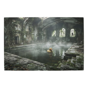 Dystopian Abandoned Pool with Rubber Duck Metal Print