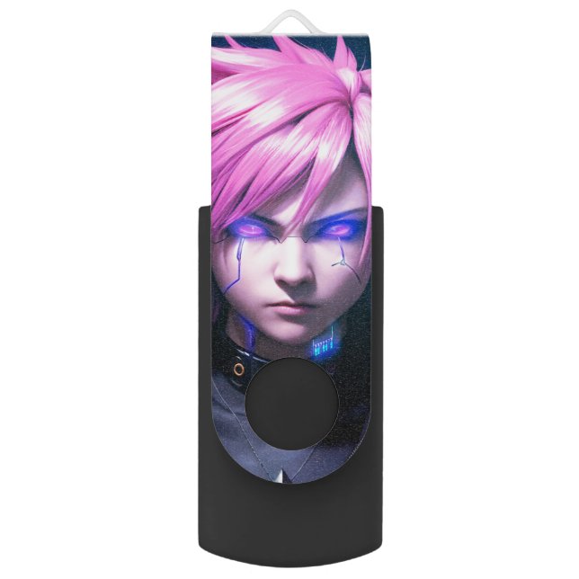 Dystopian Cyberpunk Sci-Fi Future Street Punk 01 Flash Drive (Front Vertical)