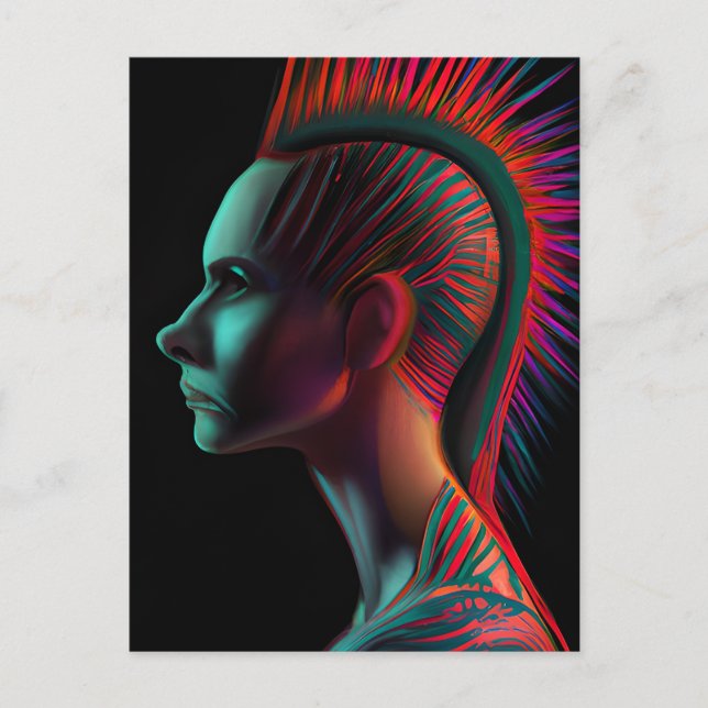 Dystopian Person with Mohawk Postcard (Front)