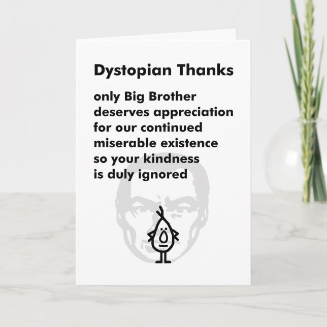 Dystopian Thanks - A Funny Thank You Poem Card (Front)