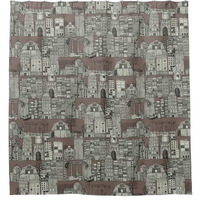 dystopian toile drab shower curtain (Front)