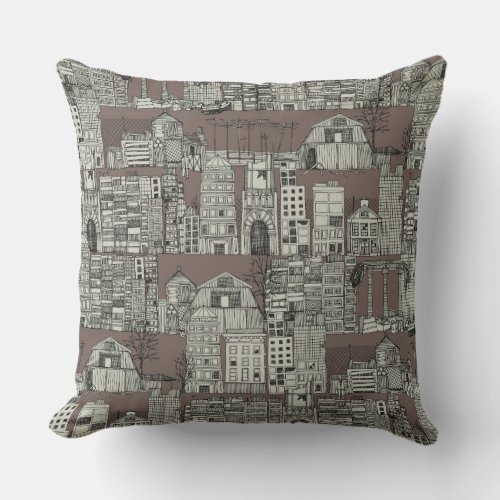 dystopian toile drab throw pillow