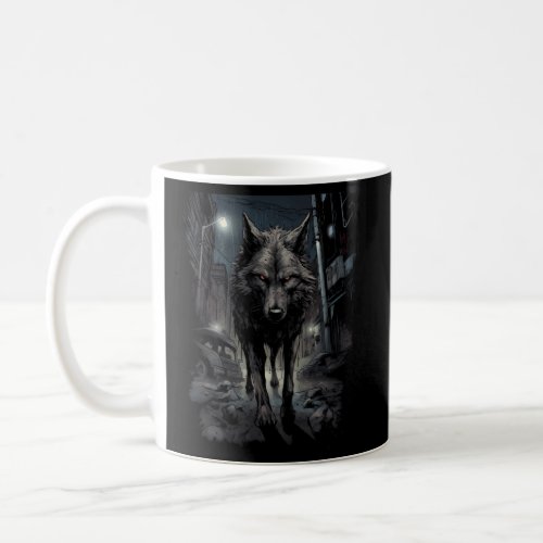 Dystopian Wolf In The City Coffee Mug