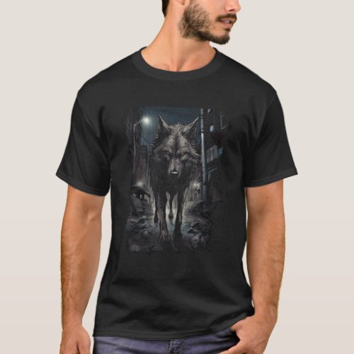 Dystopian Wolf In The City T_Shirt