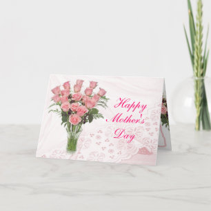 Dz Pk Rose Bqt2-customize any occasion Letterpress Thank You Card