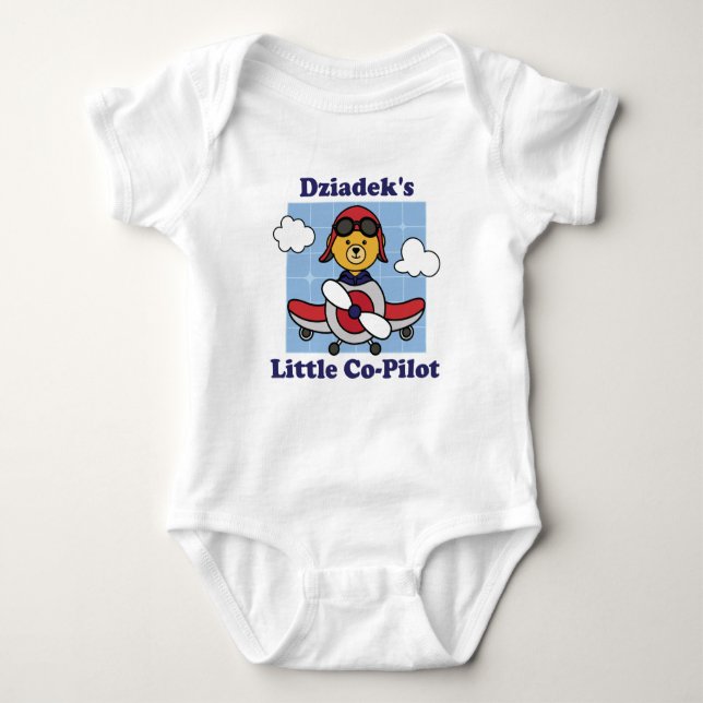 Dziadek's Little Co-Pilot - Cute Airplane Baby Bodysuit (Front)