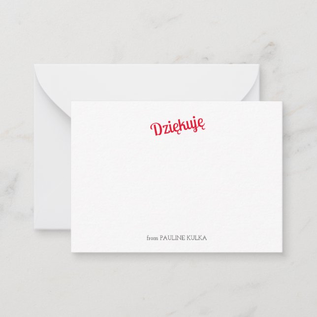 Dziękuję Flat Note Card (Front)