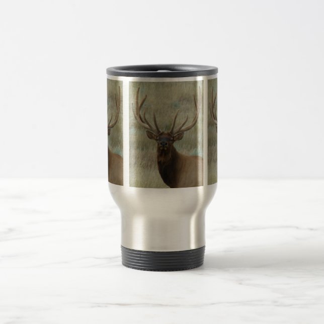 E10 Bull Elk in Velvet Travel Mug (Center)
