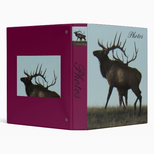 E10 Bull Elk Silhouette Horns in the Horizon 3 Ring Binder