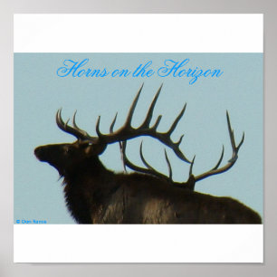 E11 Bull Elk Silhouette Head Shot Poster