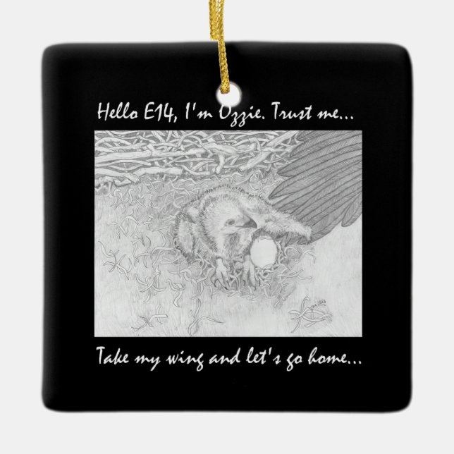 E14 CROW DONATION GOING HOME ON OZZIE’S WING TRUST CERAMIC ORNAMENT (Front)