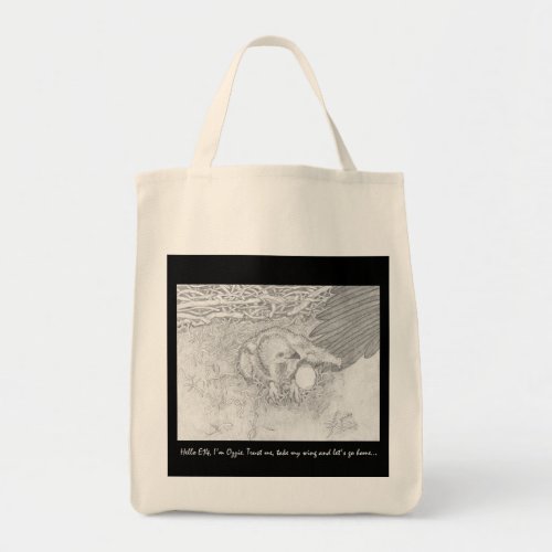 E14 GOING HOME ON OZZIES WING SMALL LETTERING TOTE BAG