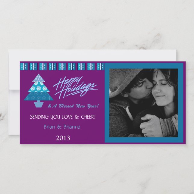 E2 Holiday Tree-Plumb Xmas Photo Cards (Front)