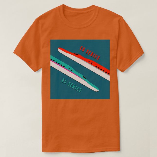 E5 and E6 Shinkansen Bullet Trains T-Shirt (Design Front)