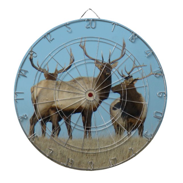 E60 Bull Elk sky Lined Dart Board (Front)