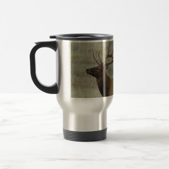 E8 Bull Elk in Velvet Travel Mug (Left)