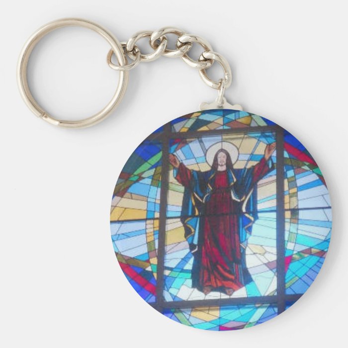 e 10  keychain strain glass risen christ