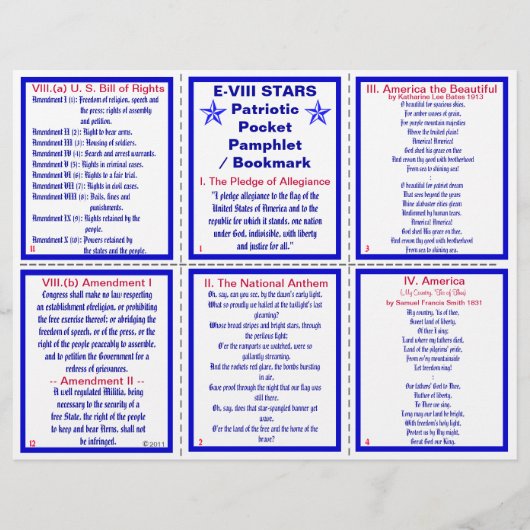 E-8** Patriotic Pocket Pamphlet / Bookmark (Front)