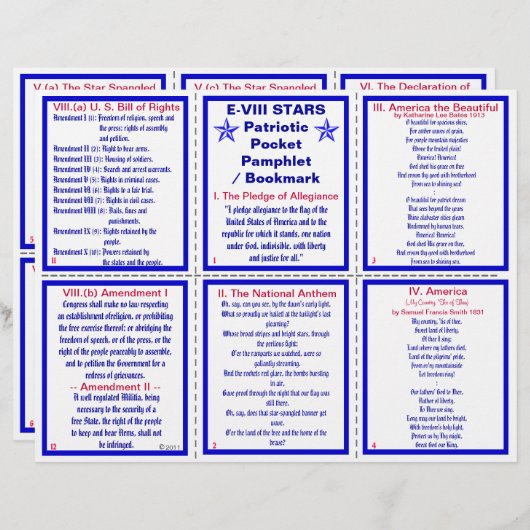 E-8** Patriotic Pocket Pamphlet / Bookmark (Front/Back)