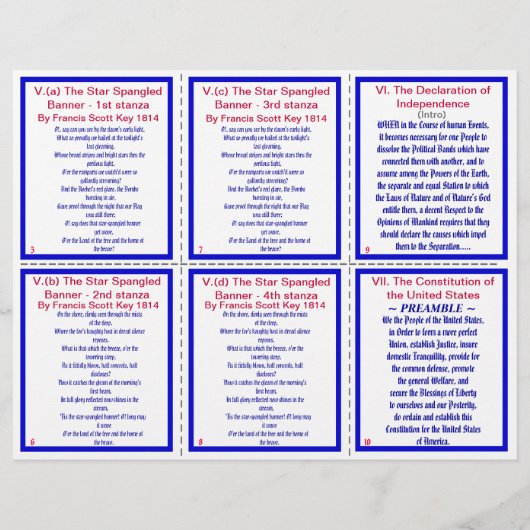 E-8** Patriotic Pocket Pamphlet / Bookmark (Back)