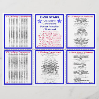 E-8** US / Metric Conversions Pocket Pamphlet Flyer
