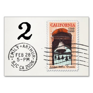 E&A Wedding Reception Table Card 2 CA Mission