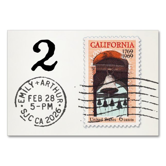 E&A Wedding Reception Table Card 2 CA Mission (Back)