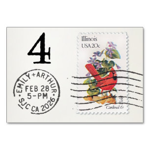 E&A Wedding Reception Table Card 4 Il Cardinal