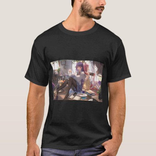 EAnhgocUpZZRaiden Shogun Yae Miko Genshin Impac T_Shirt