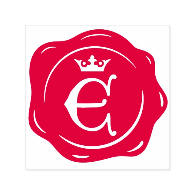 E - Antique Wax Seal Gothic Crown Initial Letter Self-inking Stamp (Design)