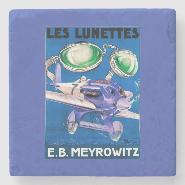 E.B. Meyrowitz Flying Goggles Advertisement Stone Coaster (Front)