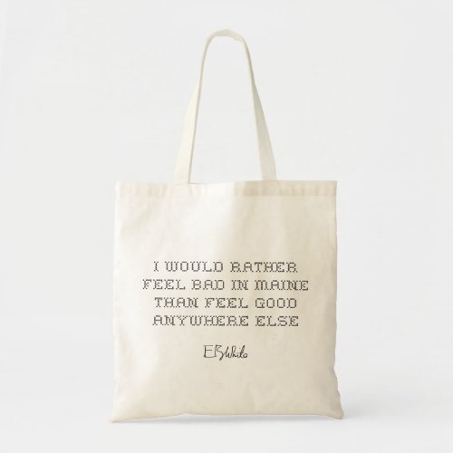 EB White Quote Faux Cross Stitch Tote Bag