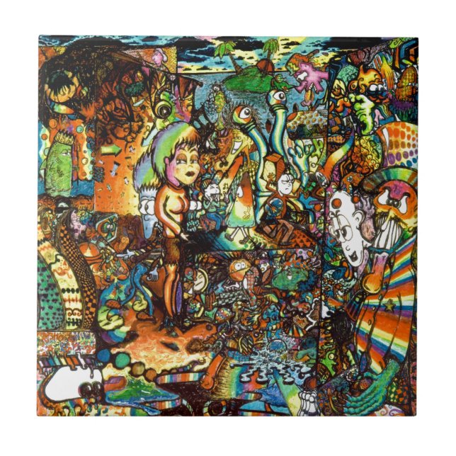 E Bent Psychedelic Art Ceramic Tile (Front)