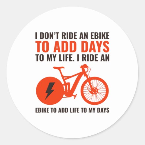 E_Bike Electric_Bike E_Cyclist Bicycling  Classic Round Sticker