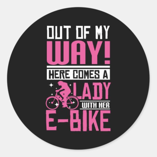 E_bike Lady Classic Round Sticker