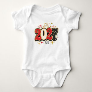 e Cheers to 2027 New Year Celebration Modern Retr Baby Bodysuit