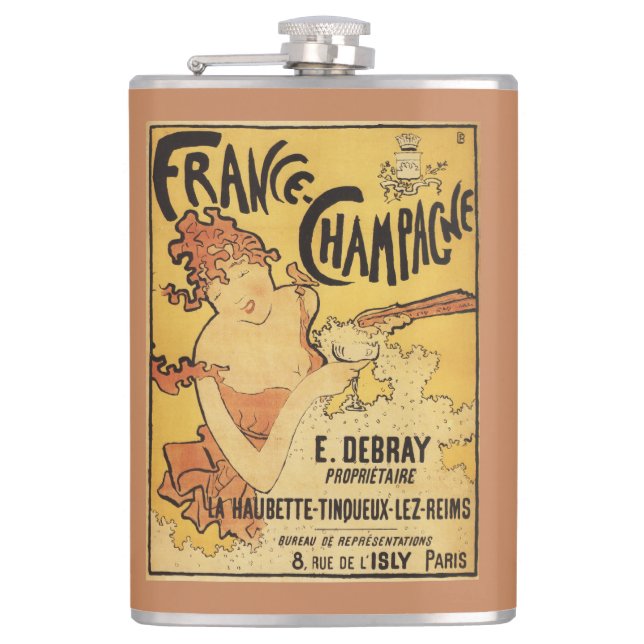 E. Debray Champagne Advertisement Poster Flask (Front)