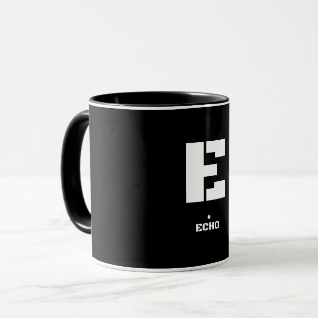 E (Echo) NATO Phonetic Alphabet & Morse Code Mug (Front Left)