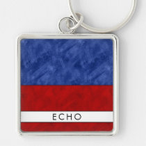 E Echo Nautical Signal Flag + Your Name Keychain