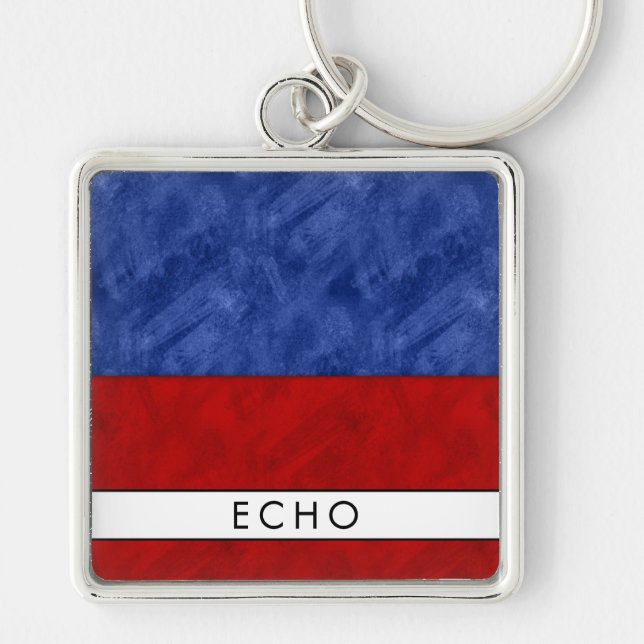 E Echo Nautical Signal Flag + Your Name Keychain (Front)