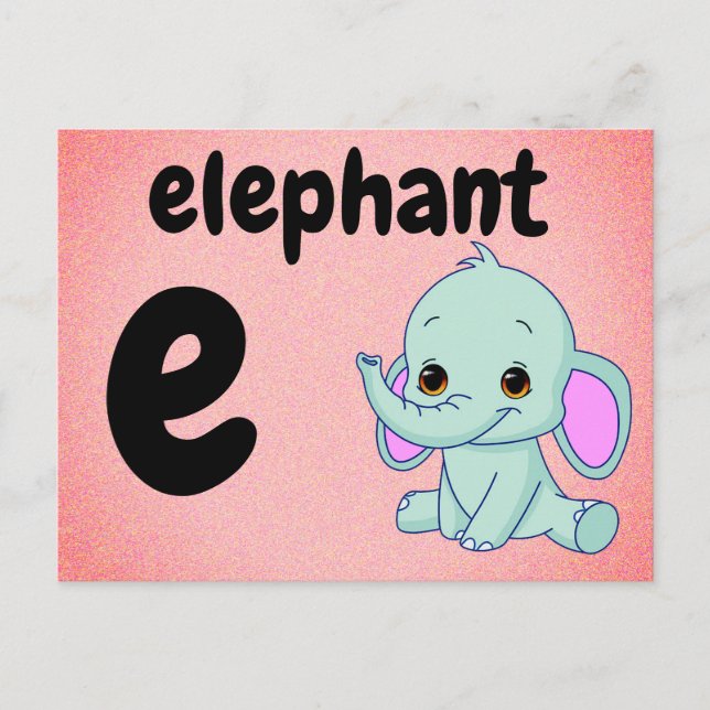 e - elephant flash card (Front)