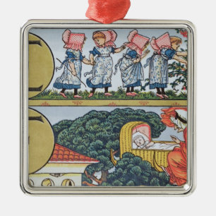 E-F,from an Alphabet based on Nursery Rhymes Metal Ornament