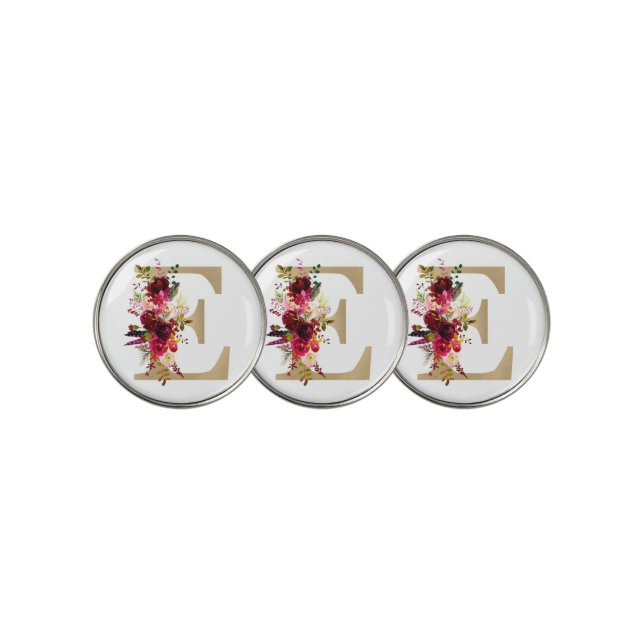 E Floral Golf Ball Marker (3 Up)
