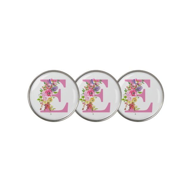 E Floral Golf Ball Marker (3 Up)