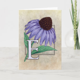 E for Echinacea Flower Monogram Cards