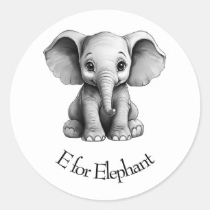 E for Elephant Classic Round Sticker