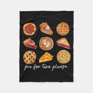 E For Two Please Thanksgiving Fall Pregnancy Annou Fleece Blanket